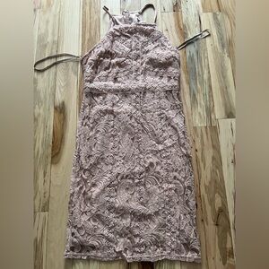 Forever21 Elegant Lace Midi Dress in Blush Pink Women’s Large